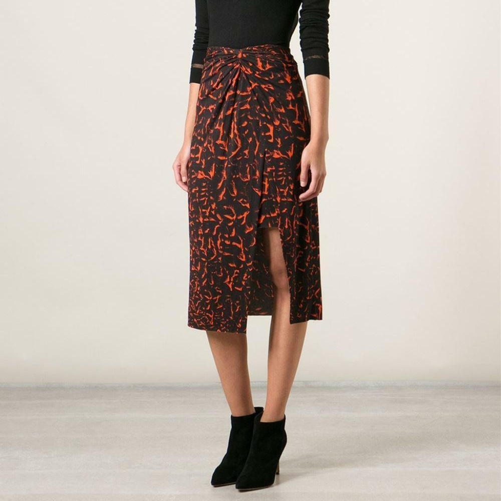 Helmut Lang Twist Knot Skirt in Fire Print